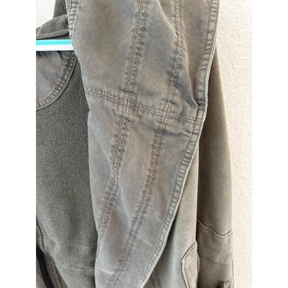 Free People XS Olive Green Oversized Hooded Utility Jacket Boho Distressed - Picture 9 of 10